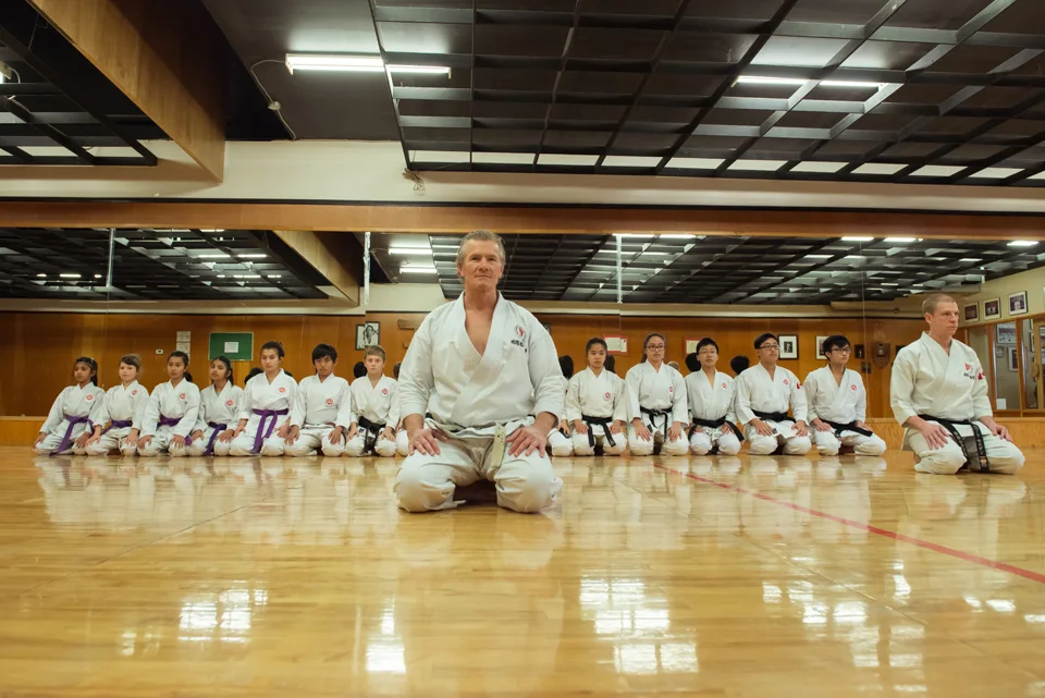 Sensei David Jones with students at ISKF Calgary